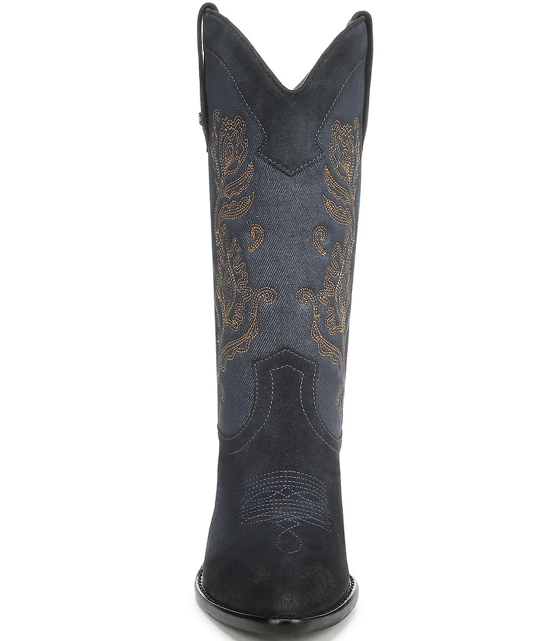 Sam Edelman Rue Suede and Denim Tall Western Boots