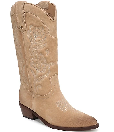 Sam Edelman Rue Suede Mid Calf Western Boots