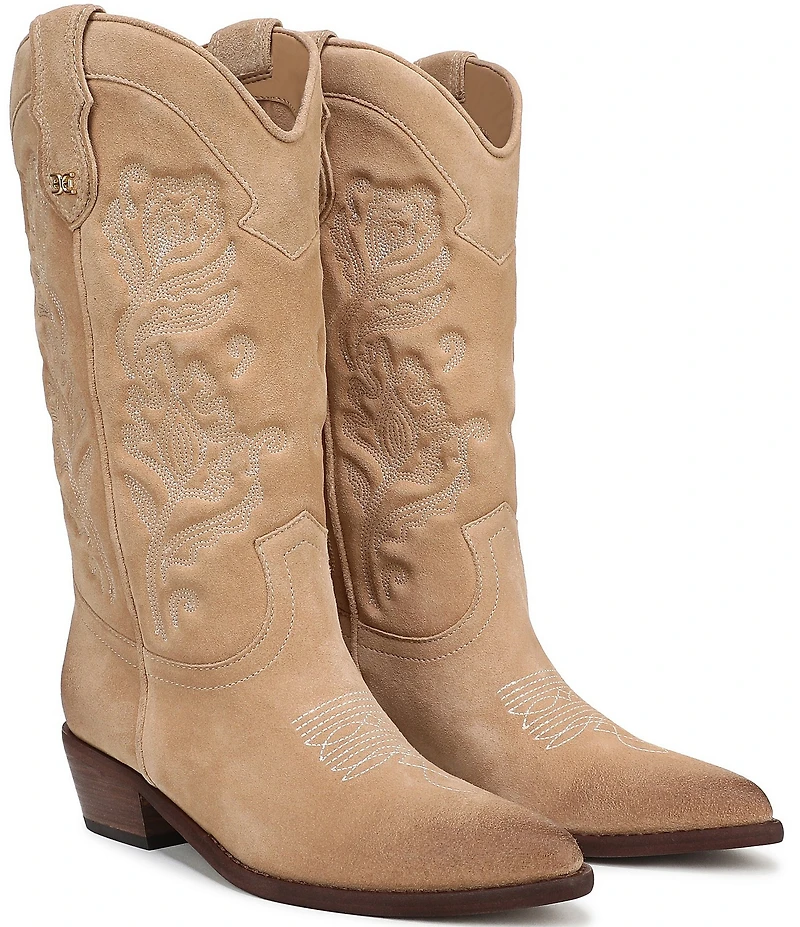 Sam Edelman Rue Suede Mid Calf Western Boots