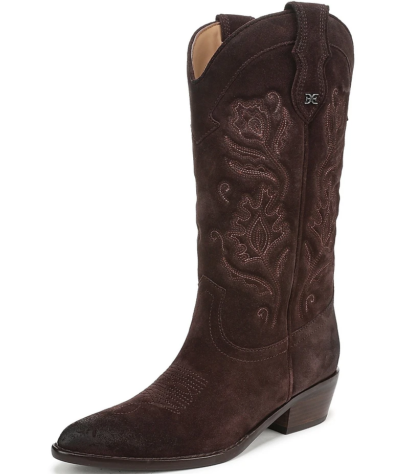 Sam Edelman Rue Suede Mid Calf Western Boots