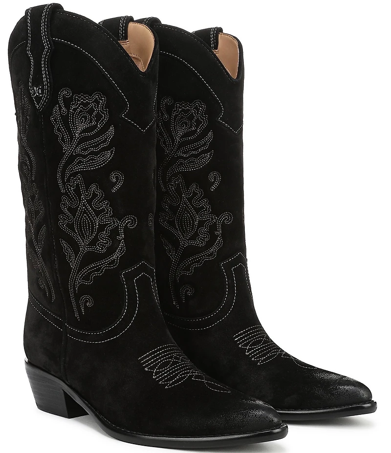 Sam Edelman Rue Suede Mid Calf Western Boots