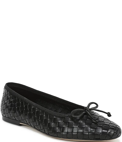 Sam Edelman Ruthie Woven Leather Bow Detail Ballet Flats