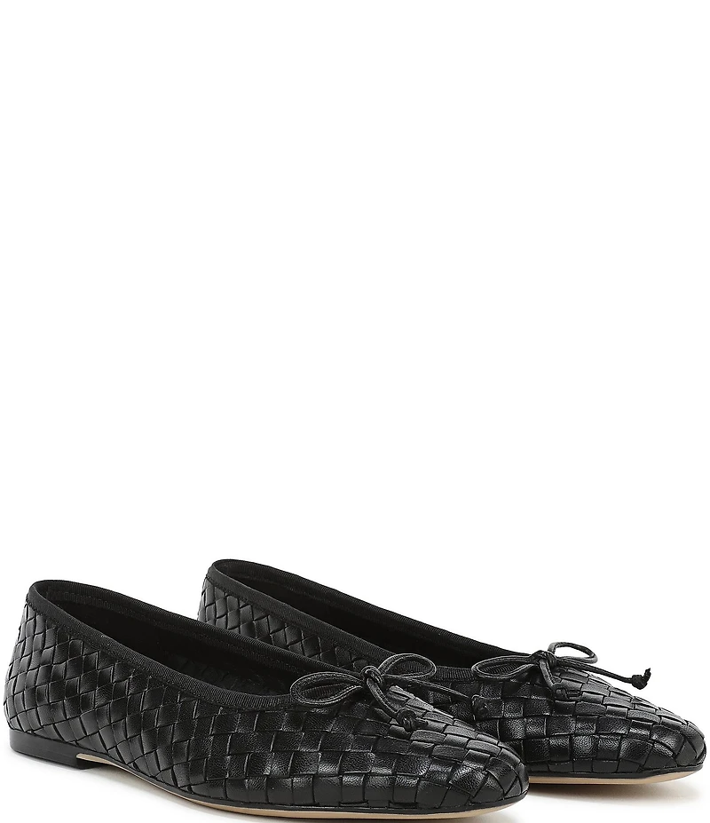 Sam Edelman Ruthie Woven Leather Bow Detail Ballet Flats