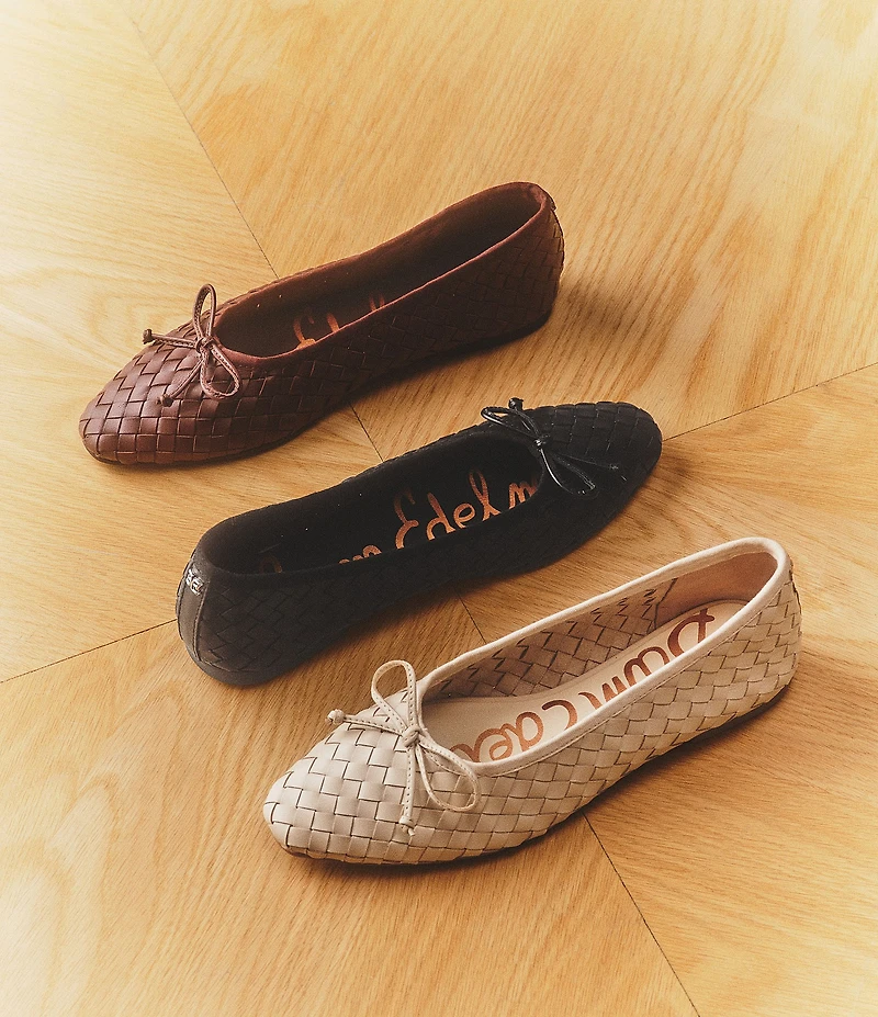 Sam Edelman Ruthie Woven Leather Bow Detail Ballet Flats