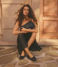 Sam Edelman Ruthie Woven Leather Bow Detail Ballet Flats