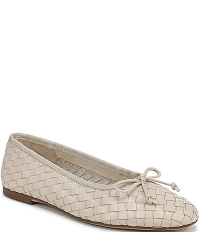 Sam Edelman Ruthie Woven Leather Bow Detail Ballet Flats