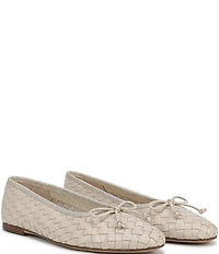 Sam Edelman Ruthie Woven Leather Bow Detail Ballet Flats