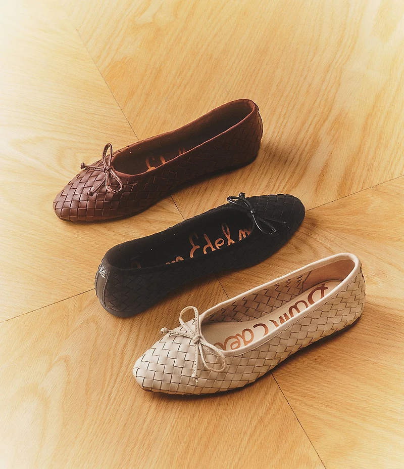Sam Edelman Ruthie Woven Leather Bow Detail Ballet Flats
