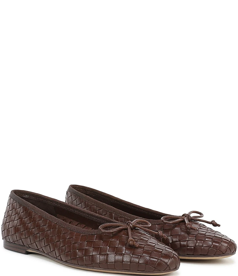 Sam Edelman Ruthie Woven Leather Bow Detail Ballet Flats