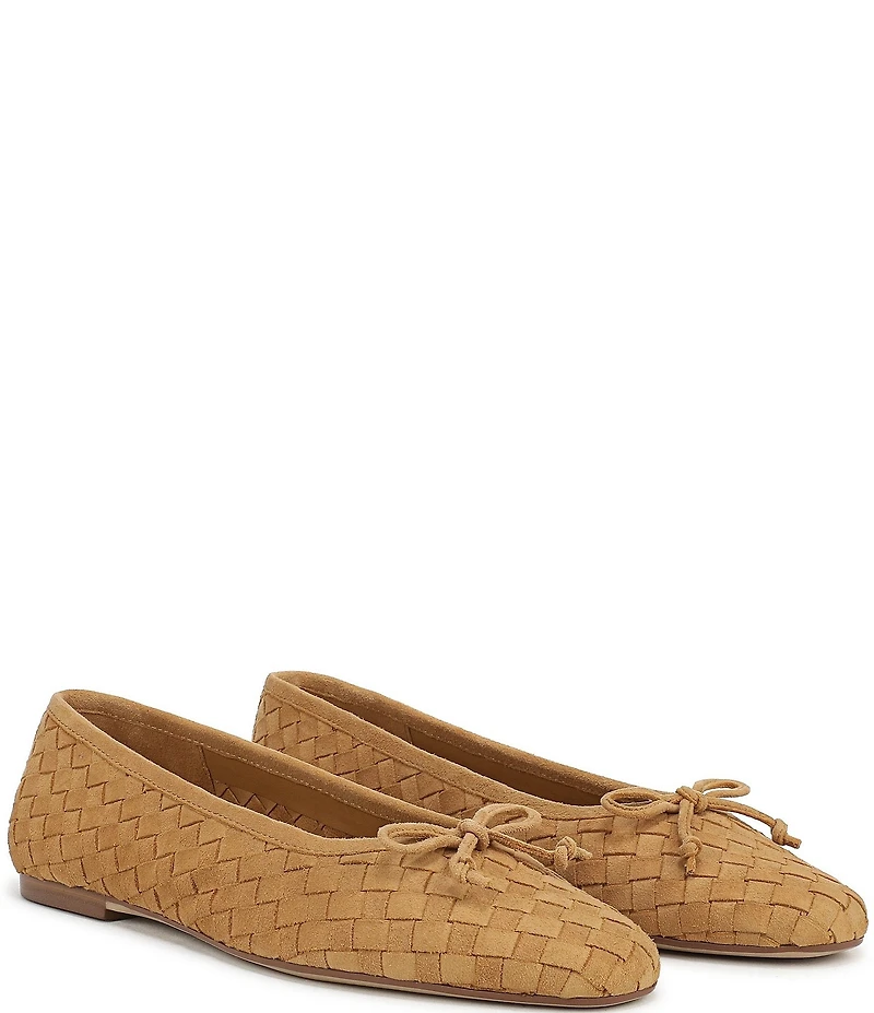 Sam Edelman Ruthie Woven Suede Bow Detail Ballet Flats