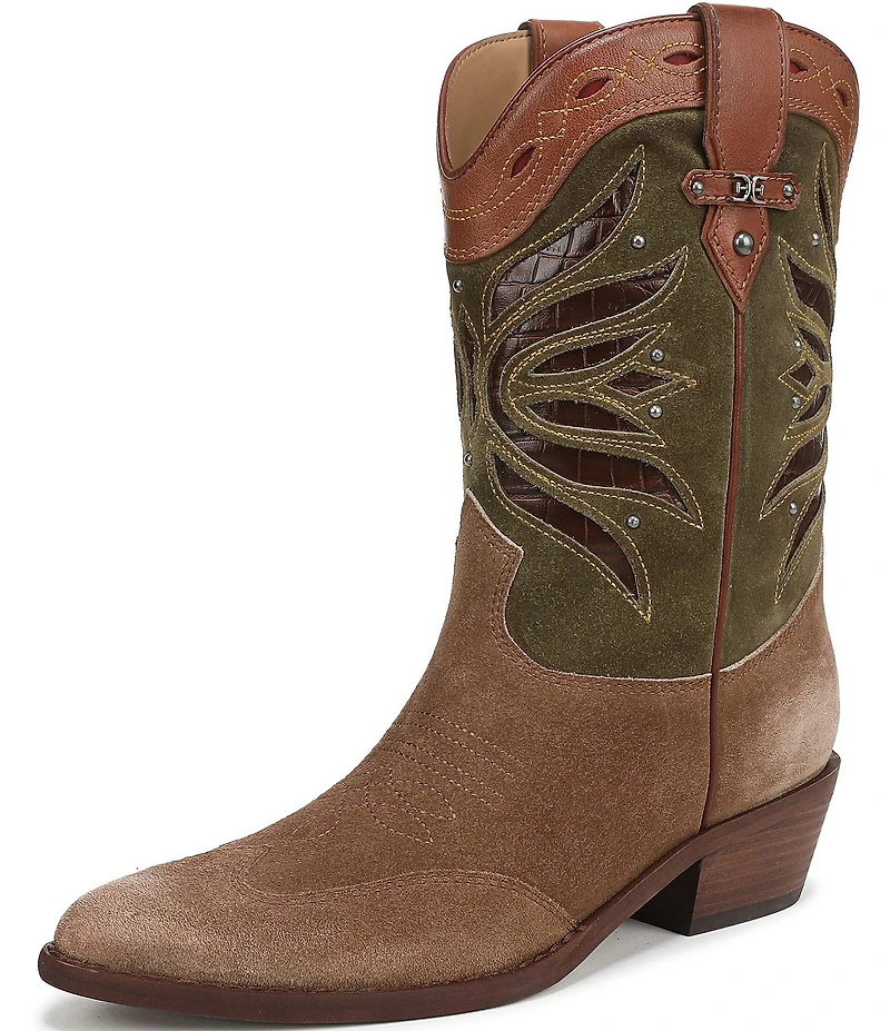Sam Edelman Rylin Suede Stud Detail Western Booties