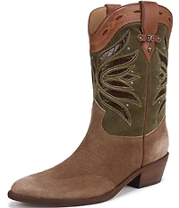 Sam Edelman Rylin Suede Stud Detail Western Booties