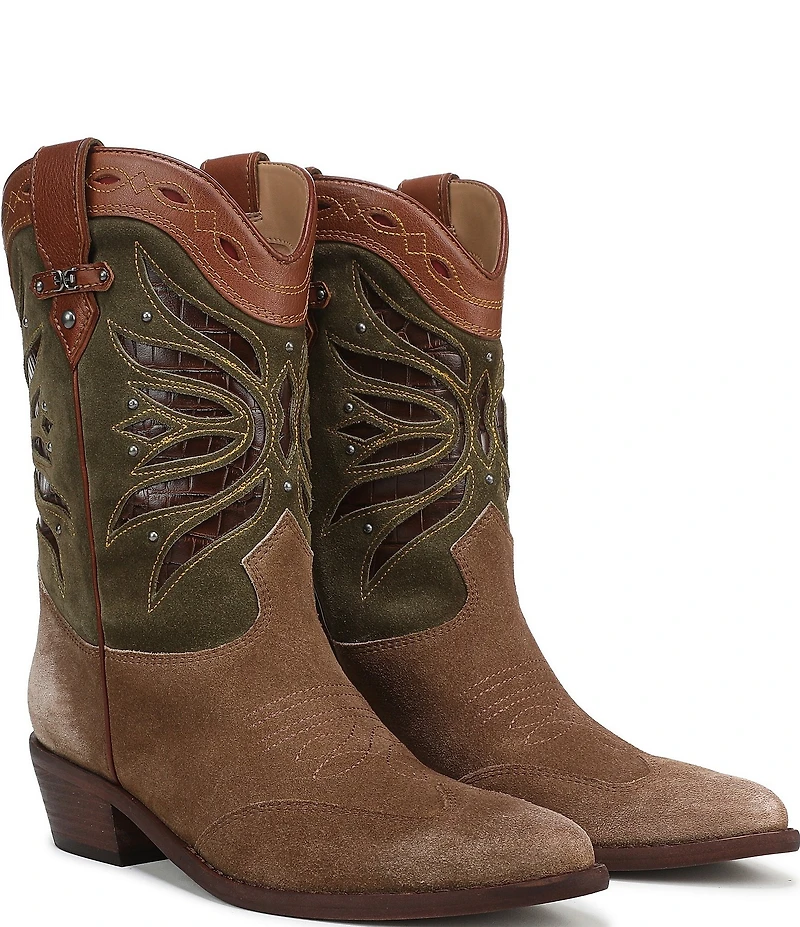 Sam Edelman Rylin Suede Stud Detail Western Booties