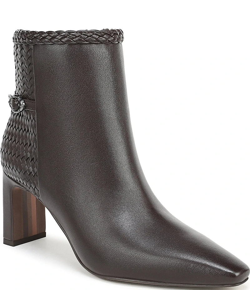 Sam Edelman Saige Leather Woven Snip Toe Dress Booties