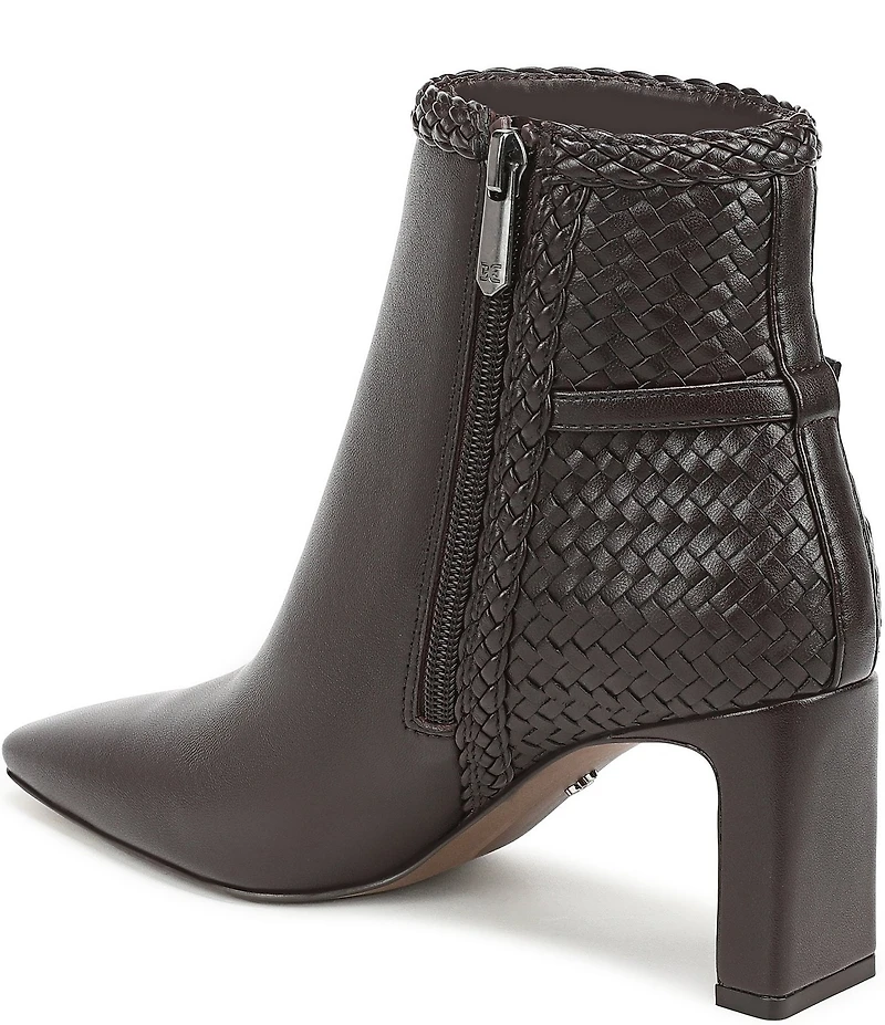 Sam Edelman Saige Leather Woven Snip Toe Dress Booties