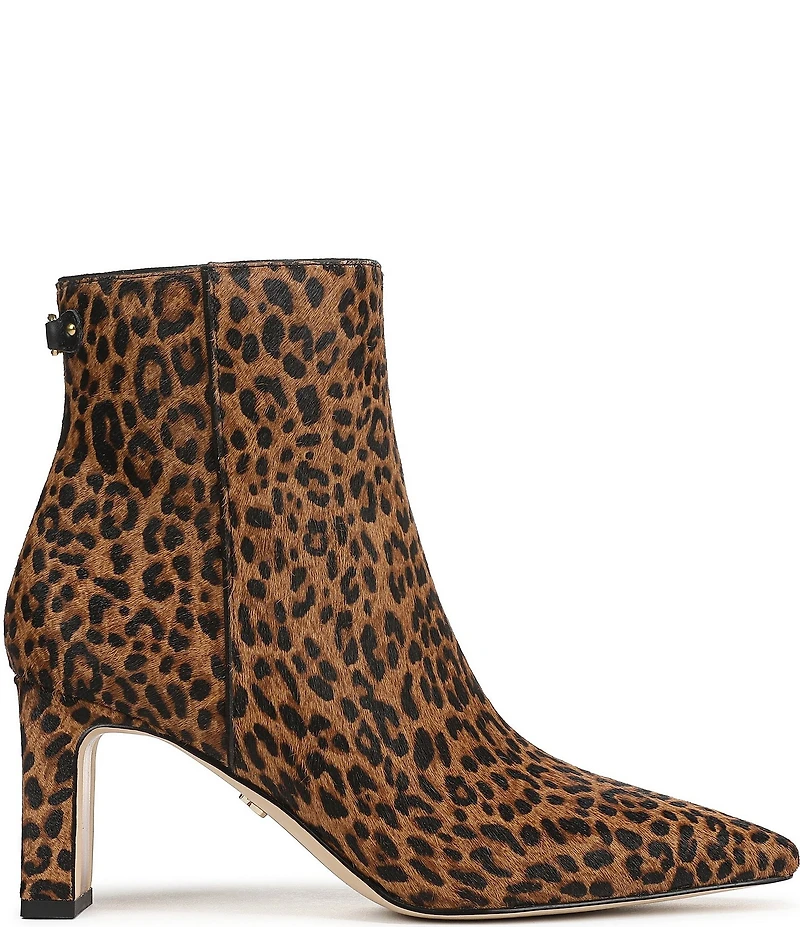 Sam Edelman Saige Leopard Print Calf Hair Point Toe Dress Booties