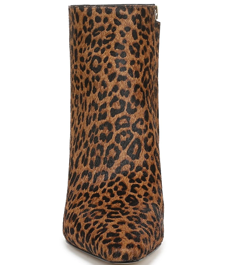 Sam Edelman Saige Leopard Print Calf Hair Point Toe Dress Booties