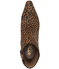 Sam Edelman Saige Leopard Print Calf Hair Point Toe Dress Booties