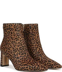 Sam Edelman Saige Leopard Print Calf Hair Point Toe Dress Booties