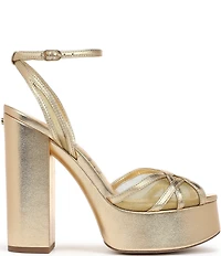 Sam Edelman Sandy Metallic Leather and Mesh Ankle Strap Platform Dress Sandals