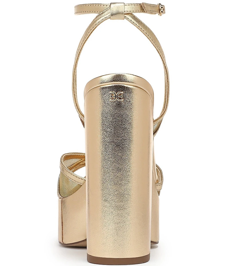 Sam Edelman Sandy Metallic Leather and Mesh Ankle Strap Platform Dress Sandals