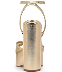 Sam Edelman Sandy Metallic Leather and Mesh Ankle Strap Platform Dress Sandals