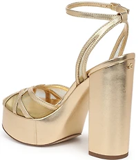 Sam Edelman Sandy Metallic Leather and Mesh Ankle Strap Platform Dress Sandals