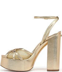 Sam Edelman Sandy Metallic Leather and Mesh Ankle Strap Platform Dress Sandals