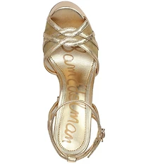 Sam Edelman Sandy Metallic Leather and Mesh Ankle Strap Platform Dress Sandals