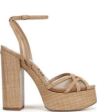 Sam Edelman Sandy Metallic Mesh and Suede Ankle Strap Platform Dress Sandals