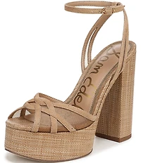 Sam Edelman Sandy Metallic Mesh and Suede Ankle Strap Platform Dress Sandals