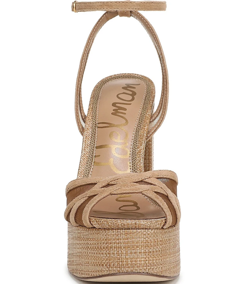 Sam Edelman Sandy Metallic Mesh and Suede Ankle Strap Platform Dress Sandals