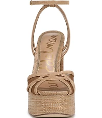 Sam Edelman Sandy Metallic Mesh and Suede Ankle Strap Platform Dress Sandals