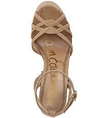 Sam Edelman Sandy Metallic Mesh and Suede Ankle Strap Platform Dress Sandals