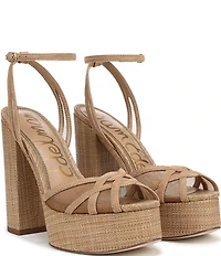 Sam Edelman Sandy Metallic Mesh and Suede Ankle Strap Platform Dress Sandals