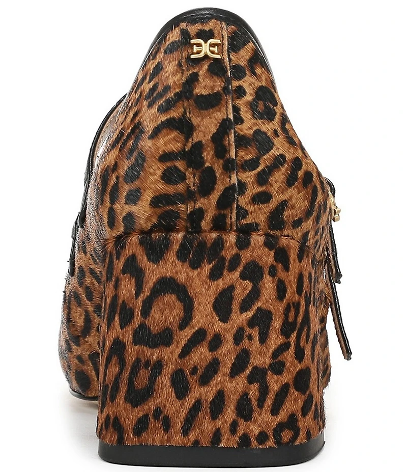 Sam Edelman Sarah Leopard Print Calf Hair Square Toe Mary Jane Dress Pumps