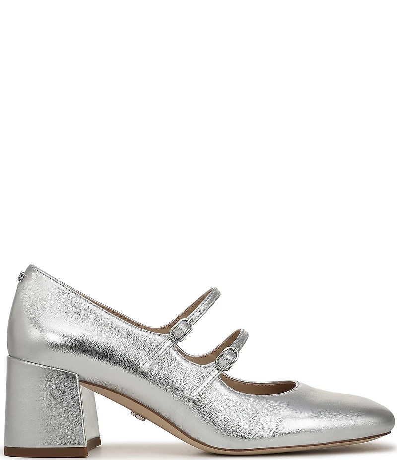 Sam Edelman Sarah Metallic Leather Square Toe Mary Jane Dress Pumps
