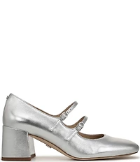 Sam Edelman Sarah Metallic Leather Square Toe Mary Jane Dress Pumps