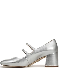Sam Edelman Sarah Metallic Leather Square Toe Mary Jane Dress Pumps
