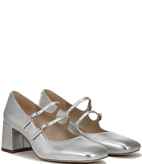 Sam Edelman Sarah Metallic Leather Square Toe Mary Jane Dress Pumps
