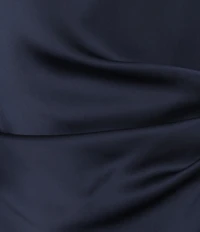 Sam Edelman Satin Crew Neck Cap Sleeve Ruched Sheath Maxi Dress