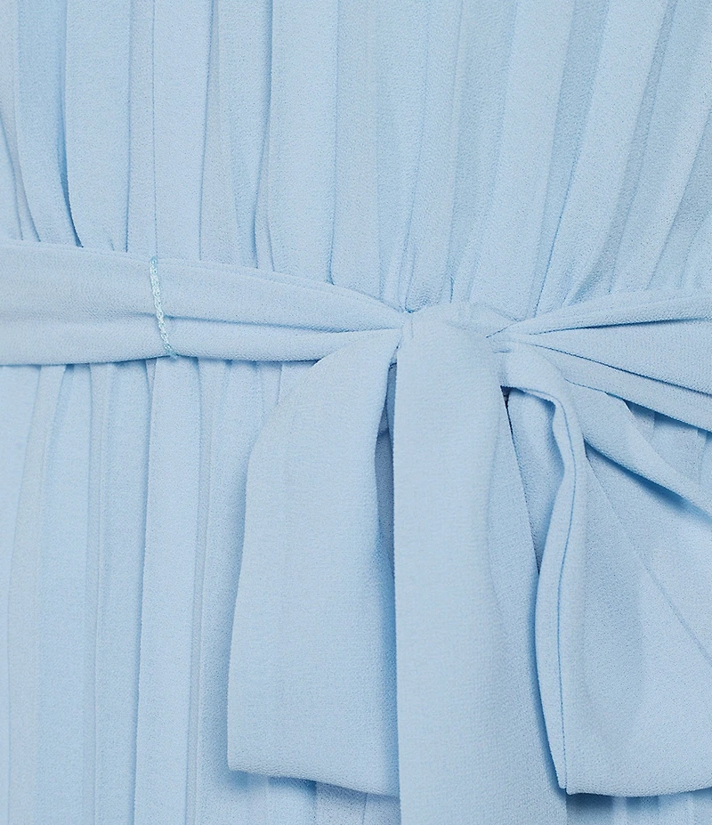 Sam Edelman Satin Crew Neck Long Sleeve A-Line Midi Dress