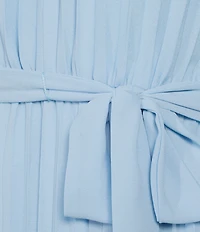 Sam Edelman Satin Crew Neck Long Sleeve A-Line Midi Dress