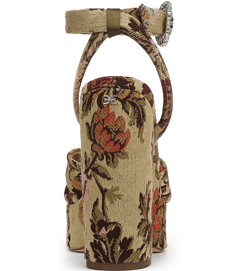 Sam Edelman Savannah Glow Floral Fabric Ankle Strap Platform Dress Sandals