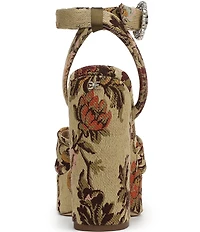 Sam Edelman Savannah Glow Floral Fabric Ankle Strap Platform Dress Sandals