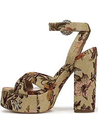 Sam Edelman Savannah Glow Floral Fabric Ankle Strap Platform Dress Sandals