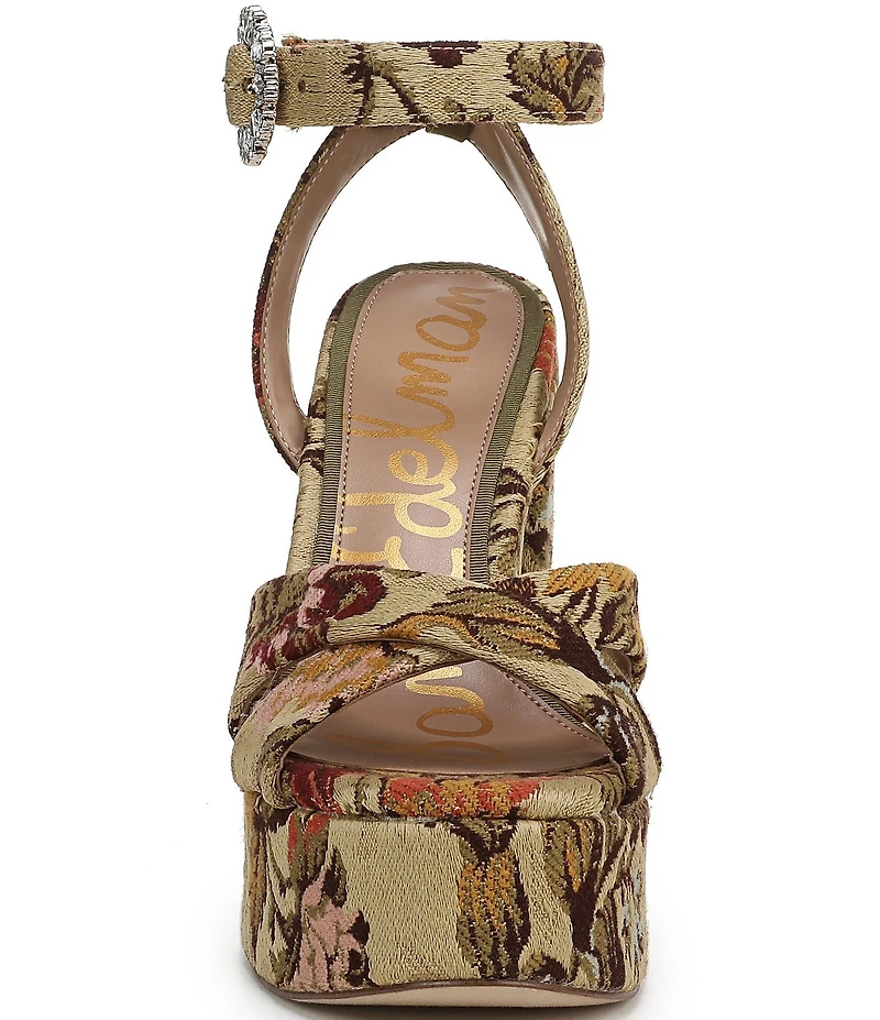 Sam Edelman Savannah Glow Floral Fabric Ankle Strap Platform Dress Sandals