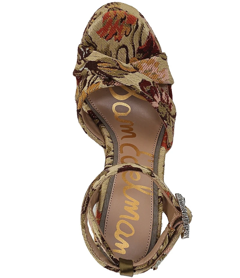 Sam Edelman Savannah Glow Floral Fabric Ankle Strap Platform Dress Sandals