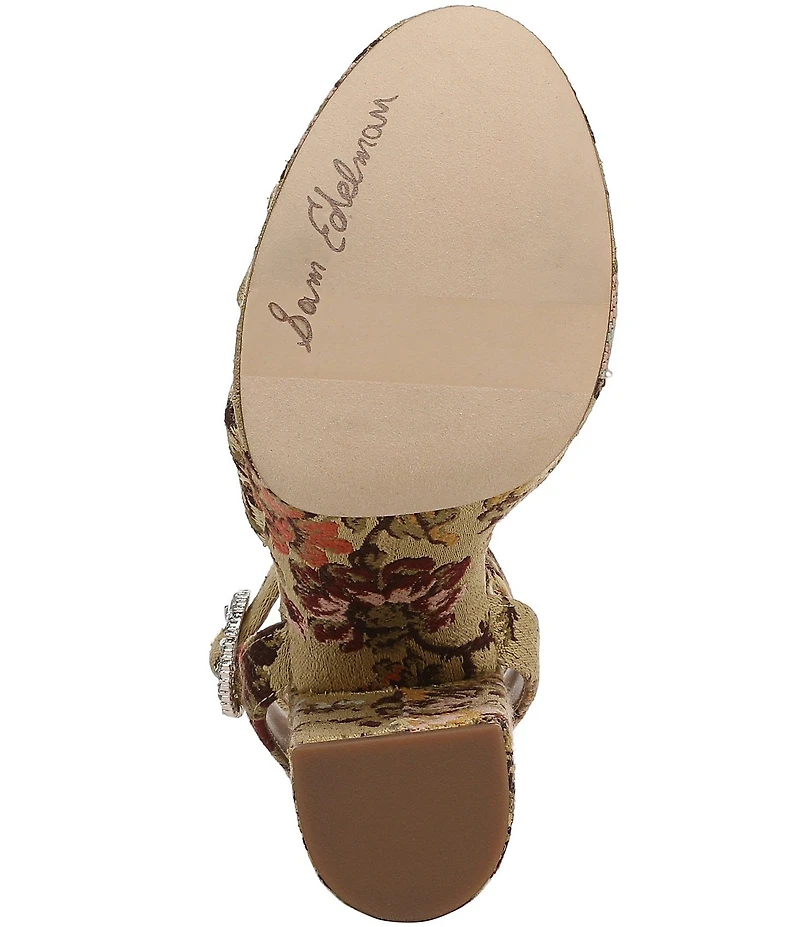 Sam Edelman Savannah Glow Floral Fabric Ankle Strap Platform Dress Sandals