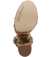 Sam Edelman Savannah Glow Floral Fabric Ankle Strap Platform Dress Sandals